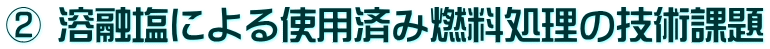 ② 溶融塩による使用済み燃料処理の技術課題